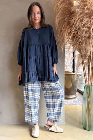 Driftwood Bell Sleeve Smock Top Navy